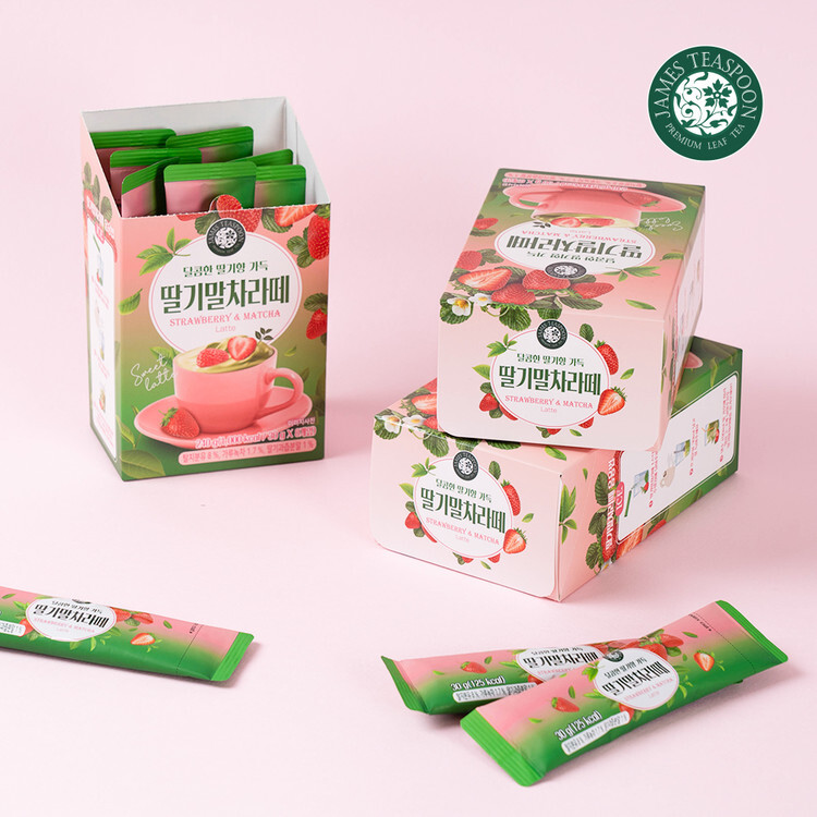 (預購商品) 韓國 jamesteaspoon 夢幻草莓抹茶拿鐵-30gX8條(單盒)