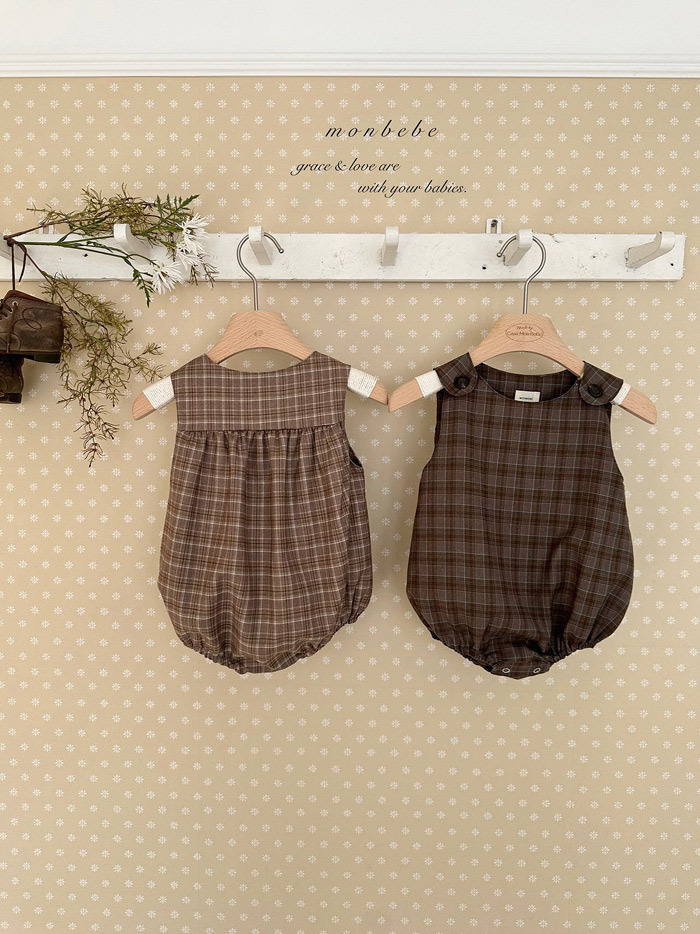 正韓春Monbebe 兩色方格包屁衣