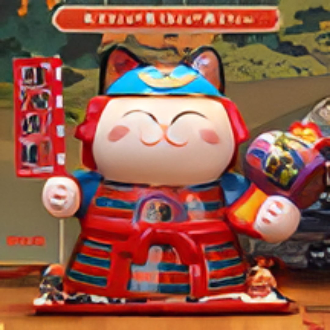 0119gz112-招財貓-旗開得勝武士貓(A112)