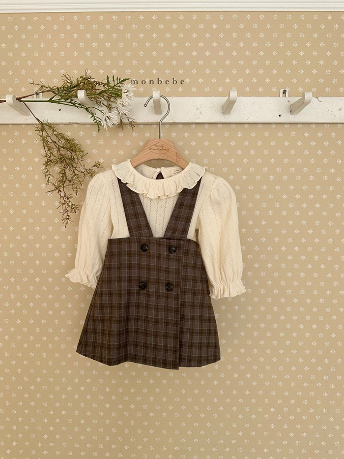 正韓春Monbebe 兩色方格吊帶裙
