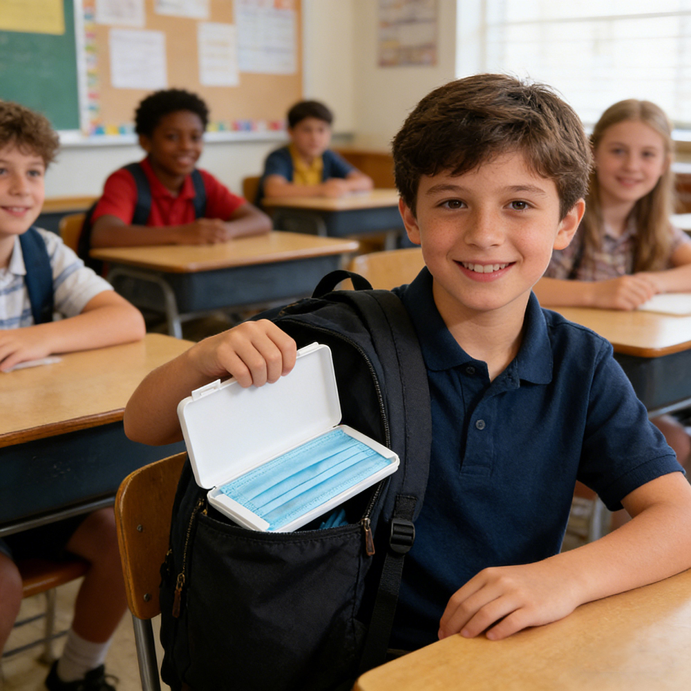 日本AKI 便攜防塵口罩收納盒 密封防潮保洁掀蓋口罩盒子(顏色隨機) A0006