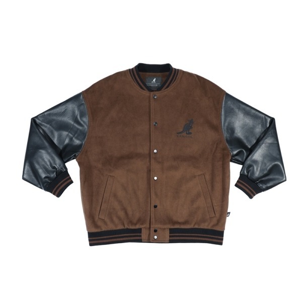 KANGOL 外套 咖啡 拼接 經典 棒球外套 中性 6555149102