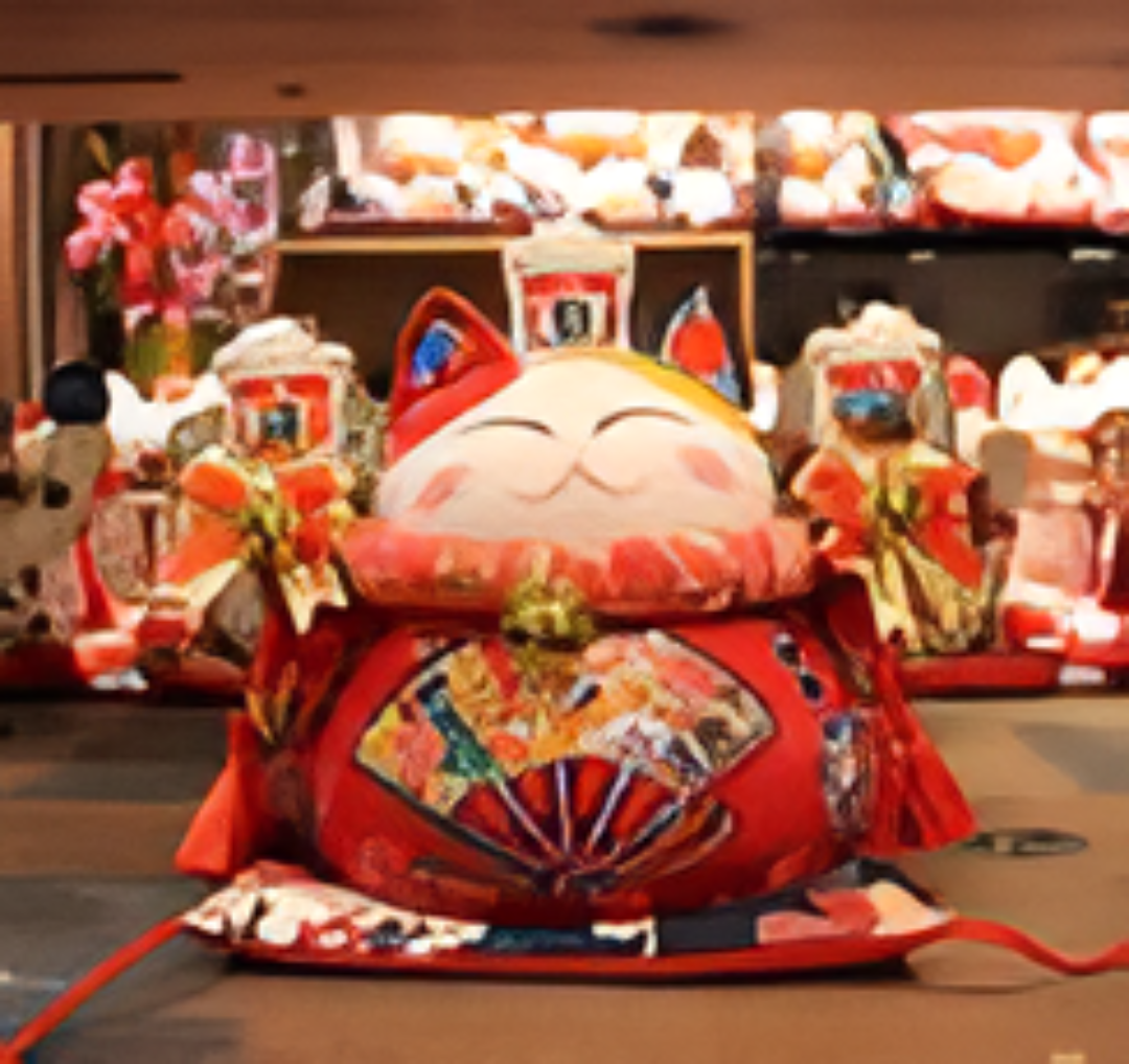 0119gz140-招財貓-9寸帶小貓生意興隆紅貓(A140)