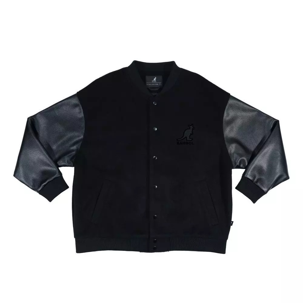 KANGOL 外套 黑 拼接 經典 棒球外套 中性 6555149120