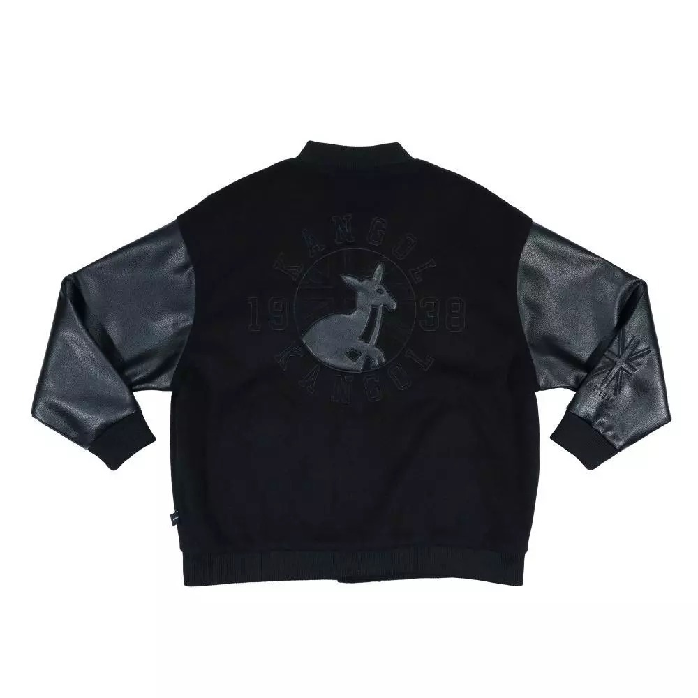 KANGOL 外套 黑 拼接 經典 棒球外套 中性 6555149120