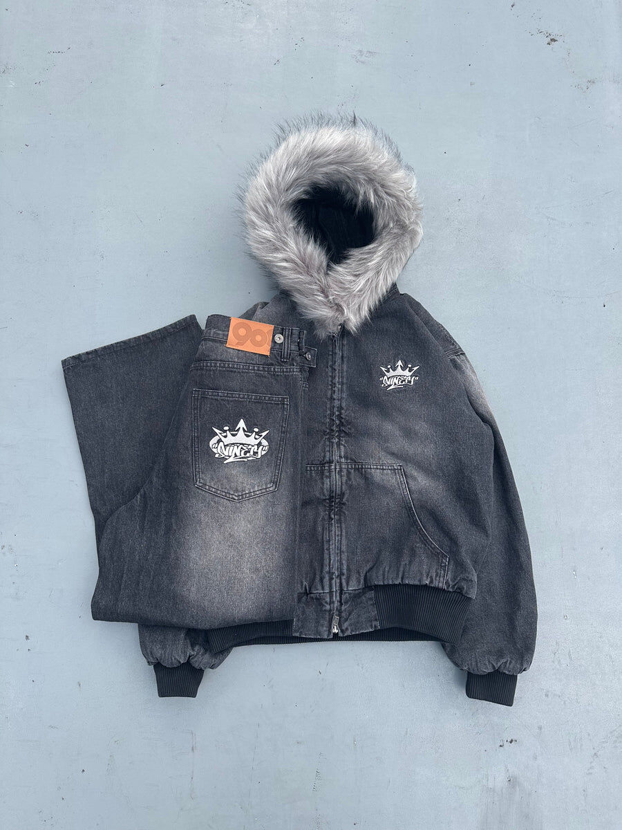 2025AW 9090 King Logo Slub Denim Far Zip Hoodie 外套夾克
