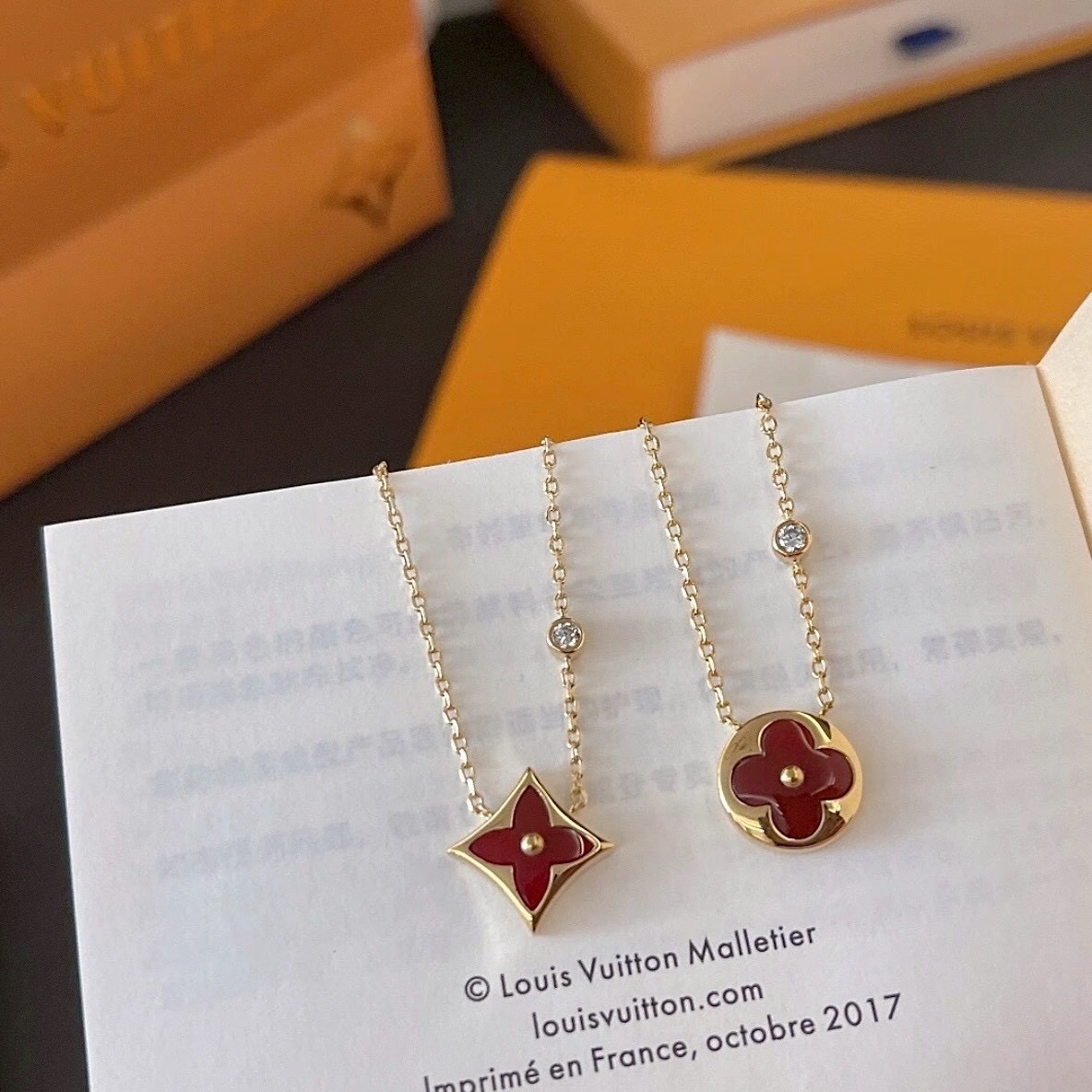 18k 經典紅瑪瑙神仙老花”水鑽高奢定製項鍊