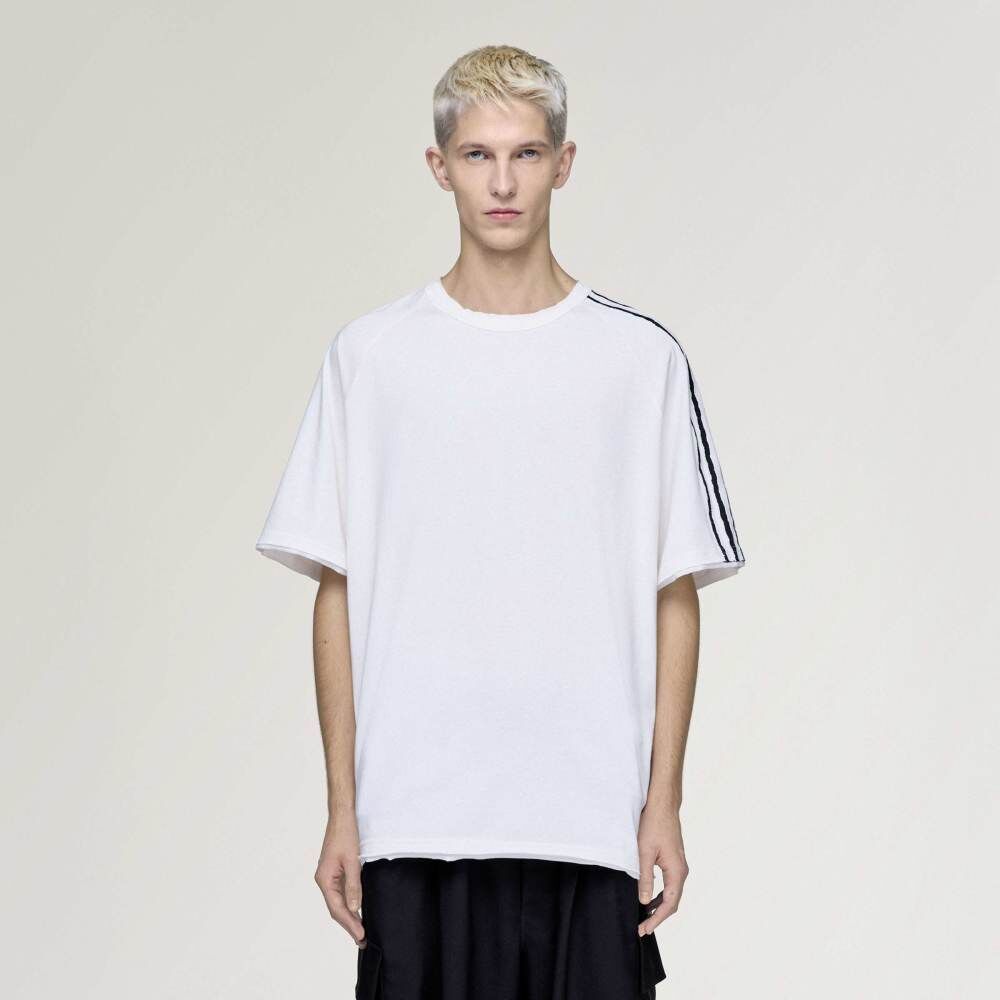 【 Y-3 RE 3 STRIPES SS TEE 不收邊三線短T - 白 】