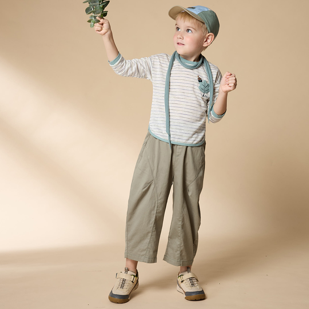 PIPPY 俏皮鬆緊腰圍褲管剪接泡泡長褲 綠