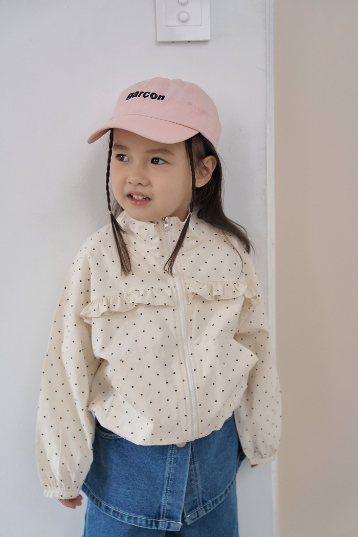 正韓春momoann 米白點點花邊外套