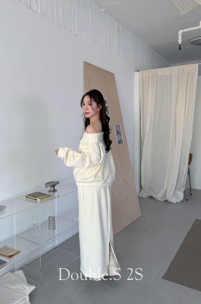 內磨毛!溫柔系一字領套裝*3色