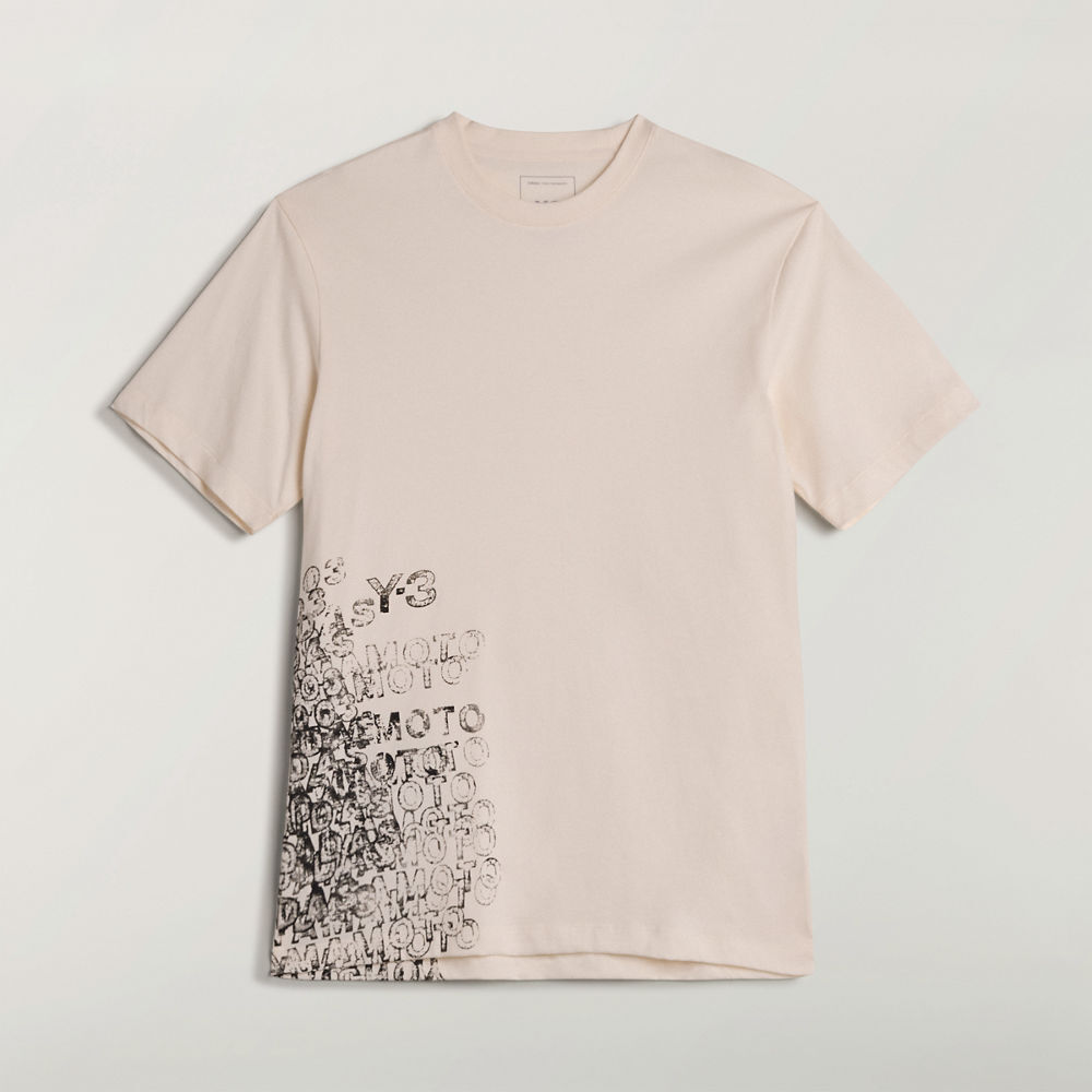 【 Y-3 GFX SS TEE 解構文字圖像短TEE - 粉白 】