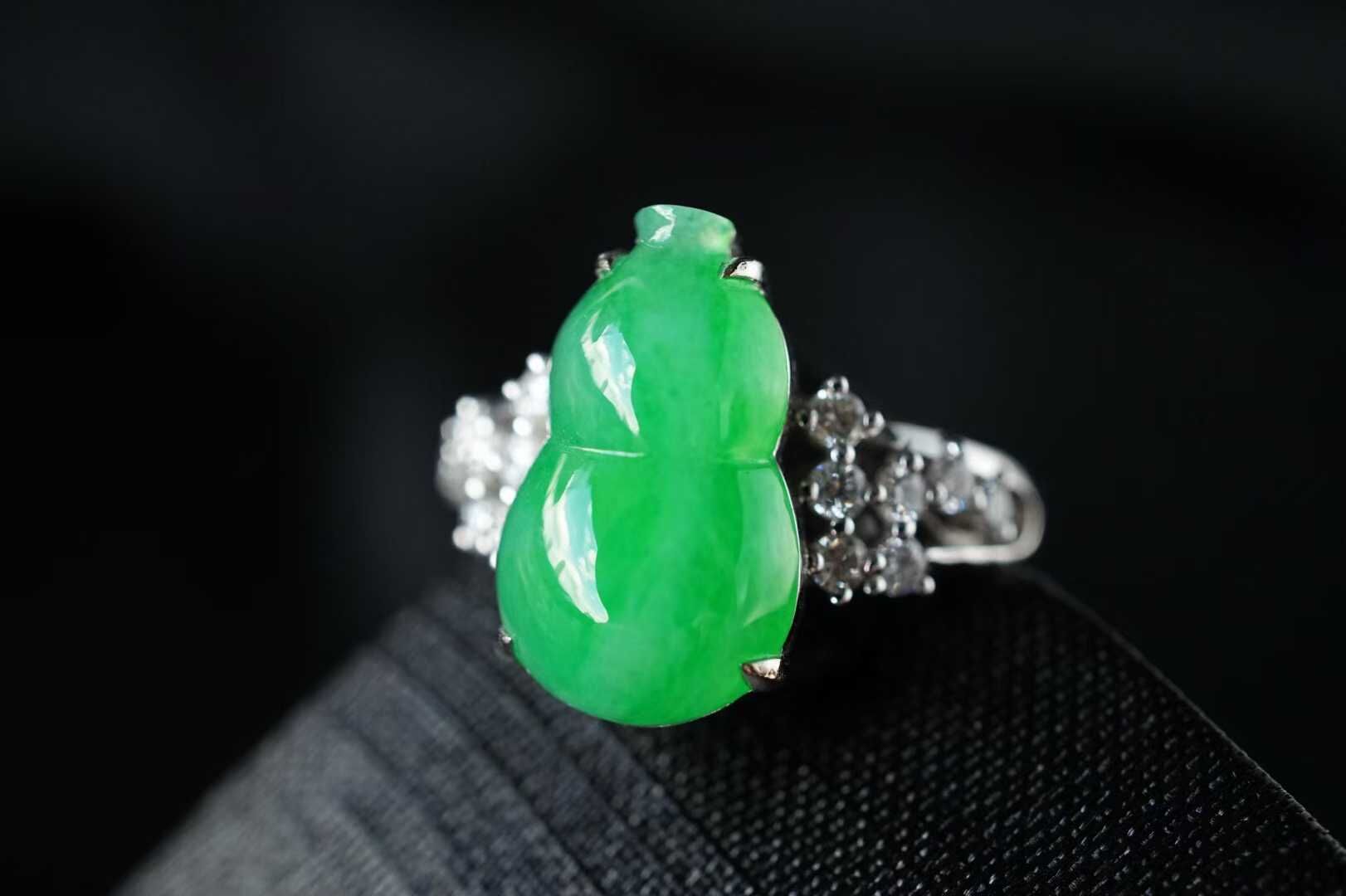 翡翠葫蘆戒指,天然翡翠A玉, 緬甸玉, Jade, Jadeite