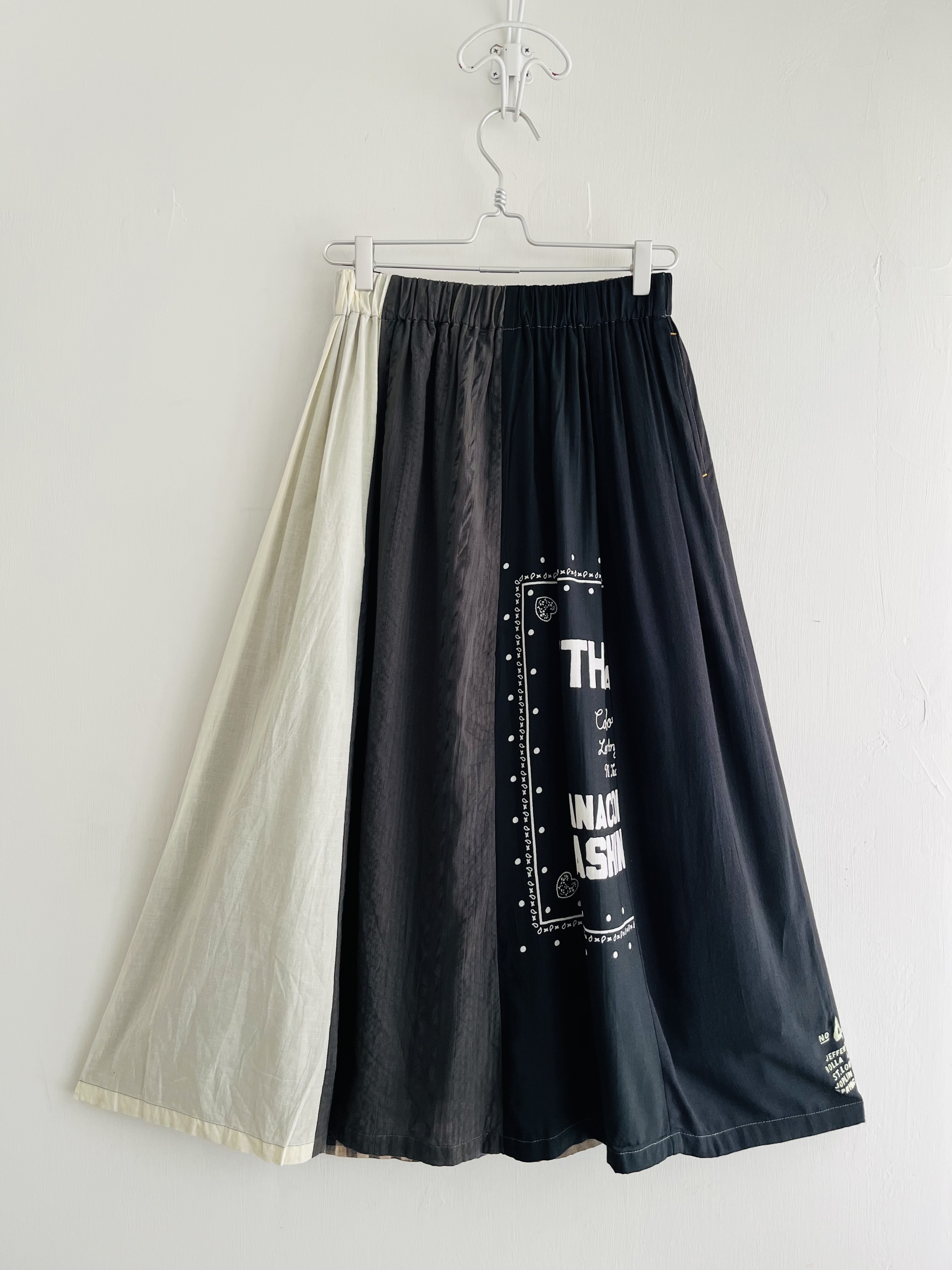 啡黑色拼布拼花全橡筋裙