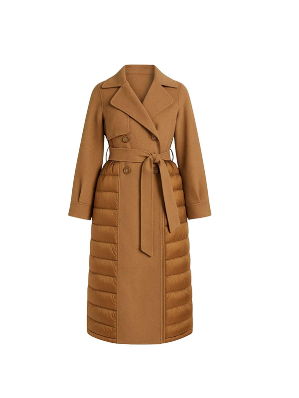 TWIN-SET 毛料拼接鋪棉大衣