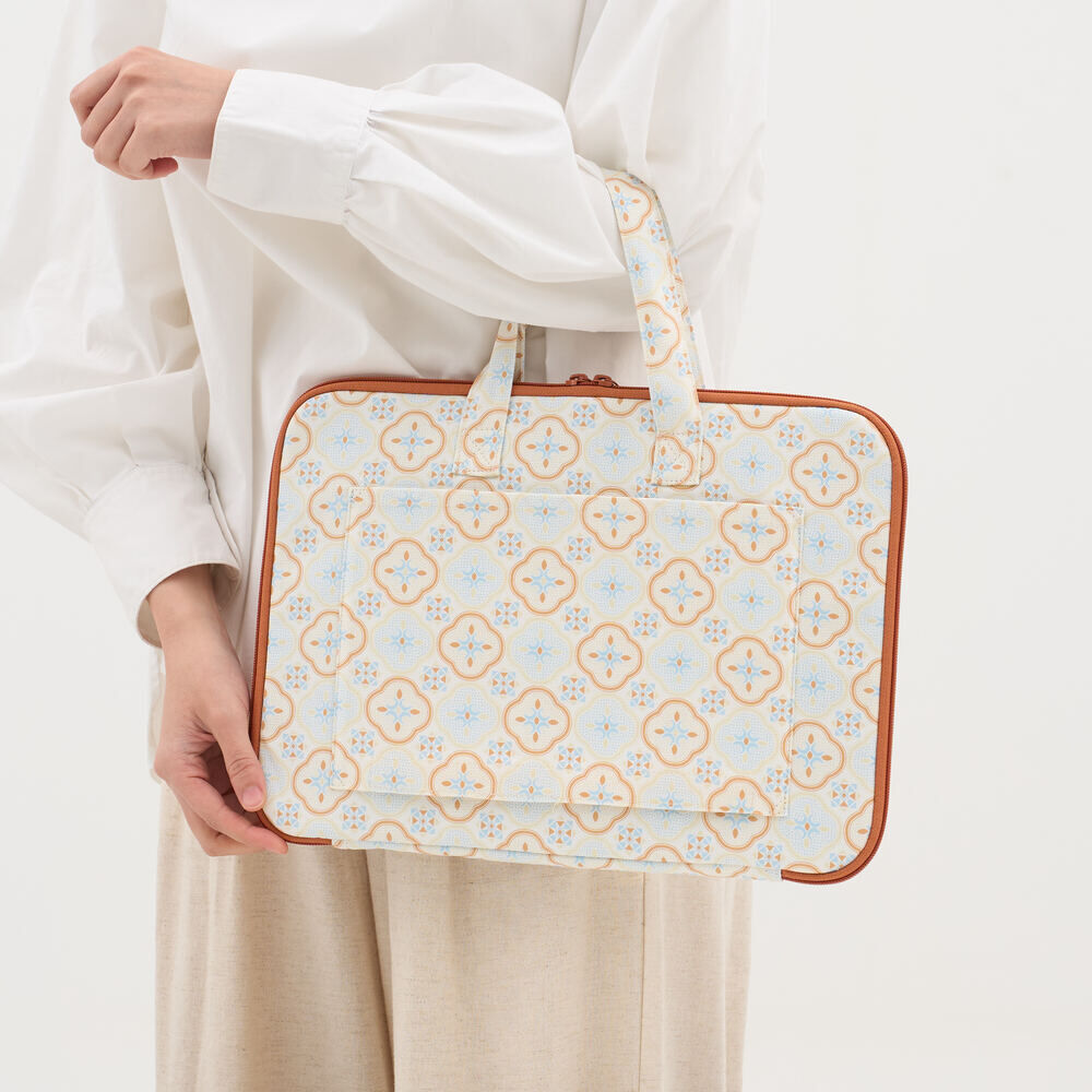 13" Laptop Case(Outer Pocket)/Begonia Glass Pattern/Sweet Almond