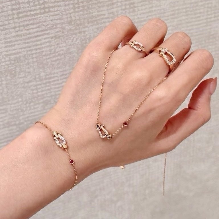 18k Fr”玫瑰金紅鑽馬蹄釦”滿鑽高奢定製系列