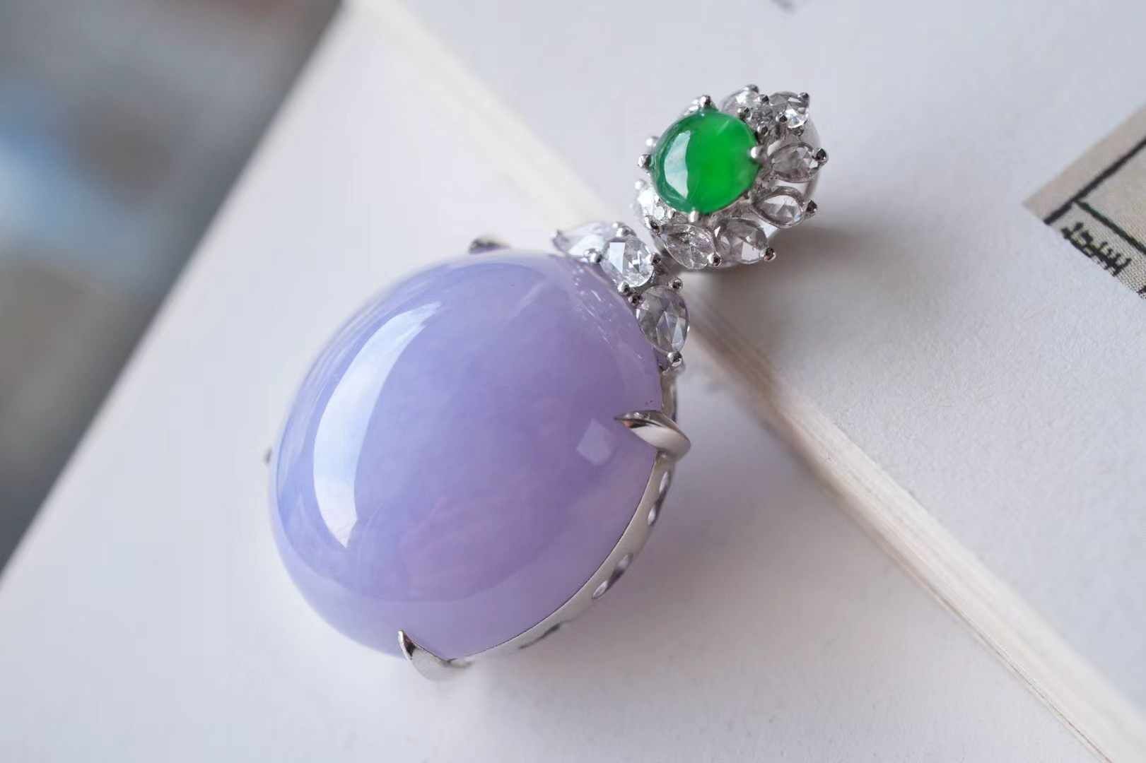 翡翠冰紫羅蘭鴿子蛋吊墜,天然翡翠A玉, 緬甸玉, Jade, Jadeite