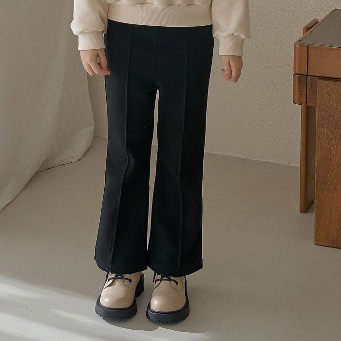 正韓春momoann 黑色立體縫線喇叭褲