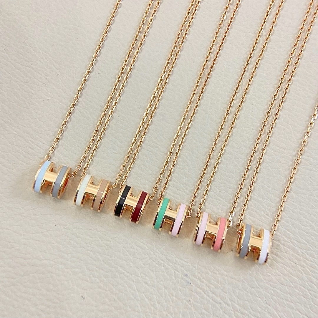 18k”personalized mini H雙色琺瑯高奢定製項鍊