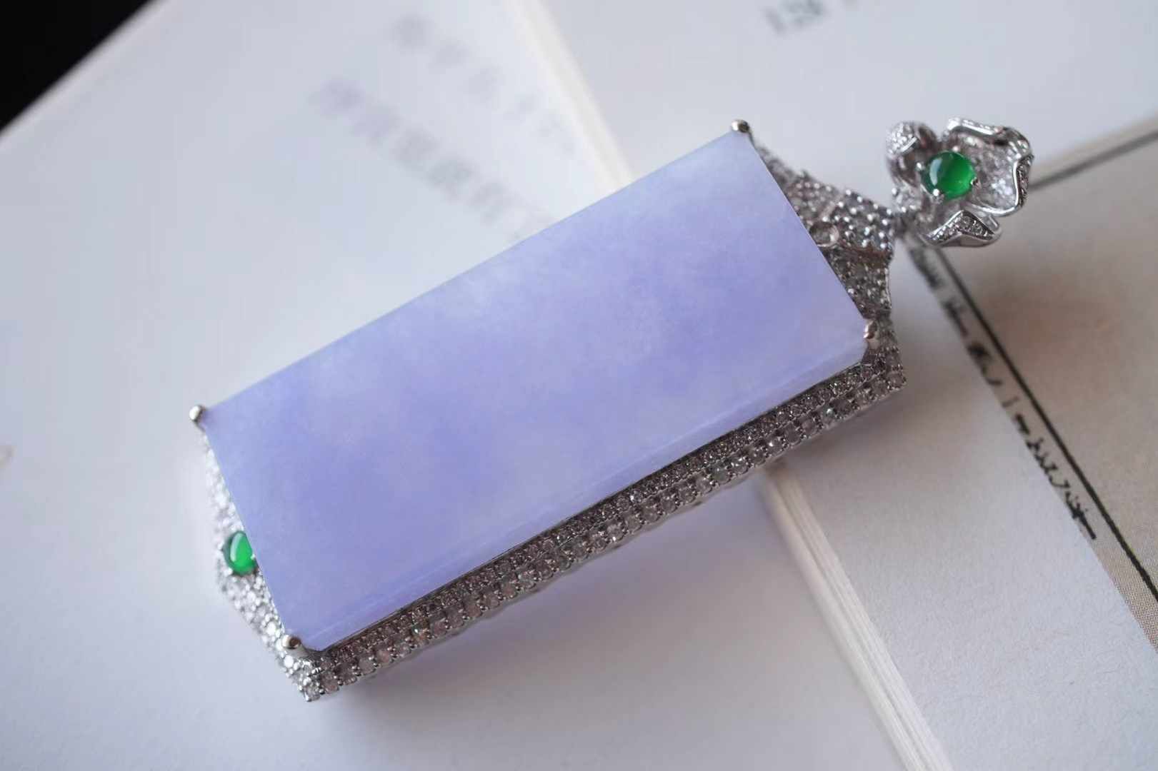 翡翠冰紫羅蘭無事牌吊墜,天然翡翠A玉, 緬甸玉, Jade, Jadeite