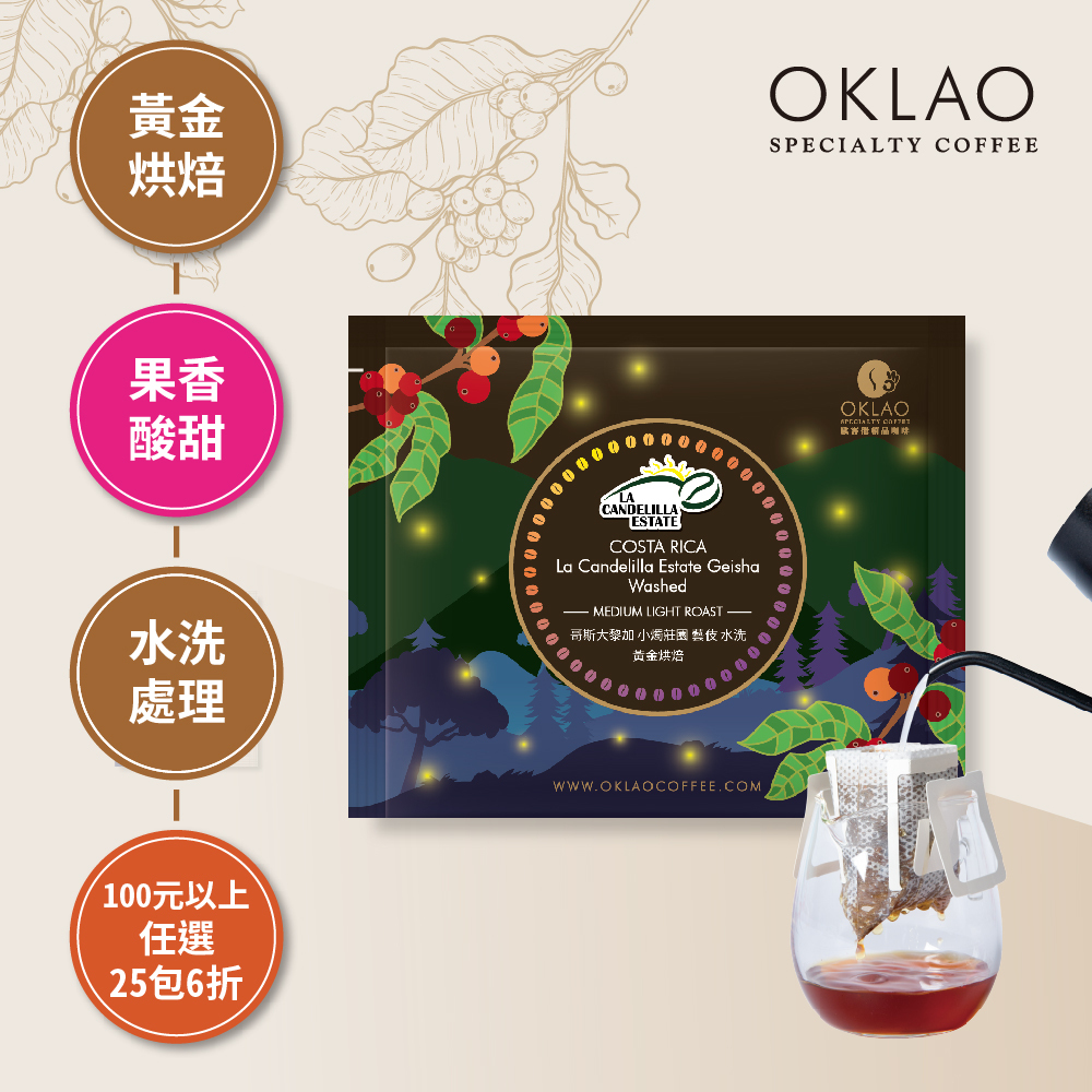 哥斯大黎加 小燭莊園 藝伎 水洗 黃金烘焙(掛耳包)