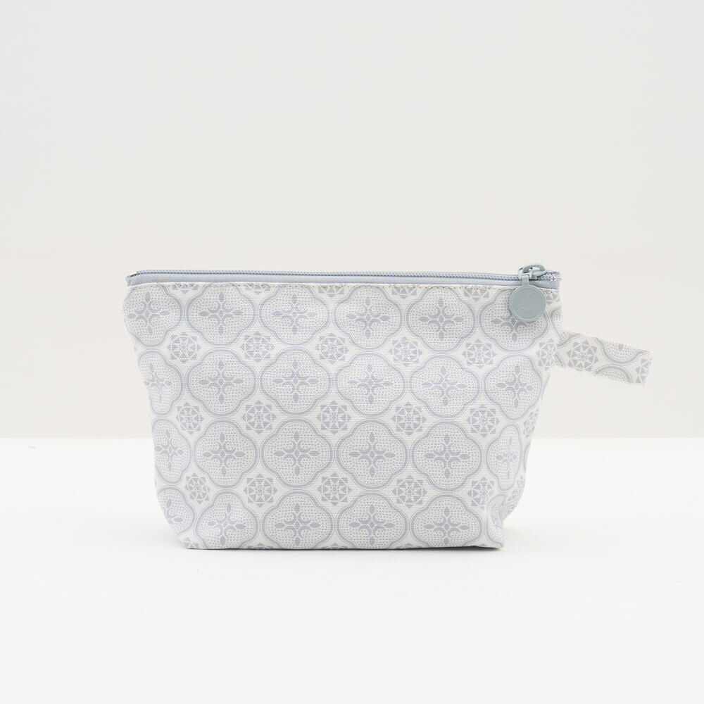 Zipper Trapzoid Pouch/Begonia Glass Pattern/Tranquil Grey