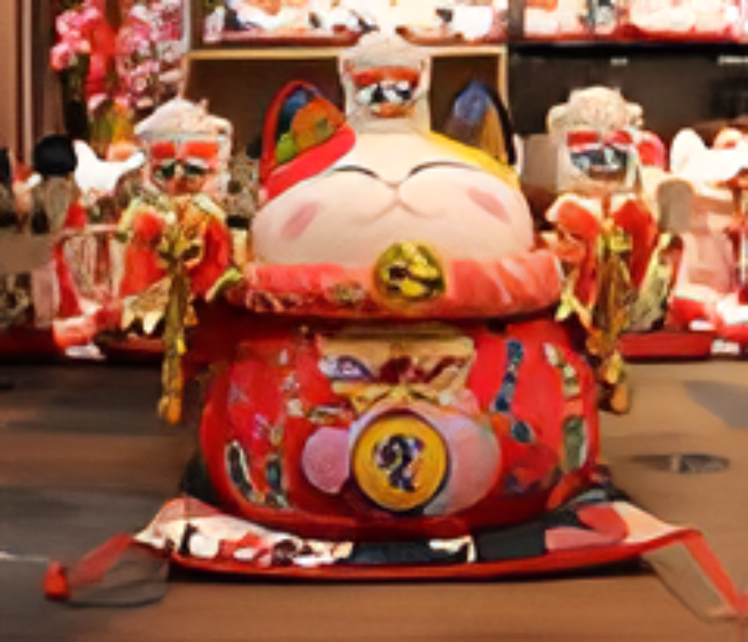 0119gz142-招財貓-9寸帶小貓招財大願成就紅貓(A142)