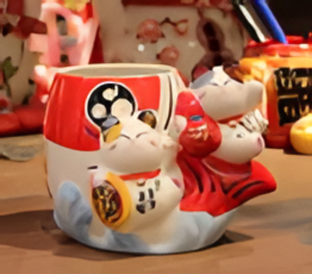 0119gz145-招財貓-錦鯉筆筒(A145)