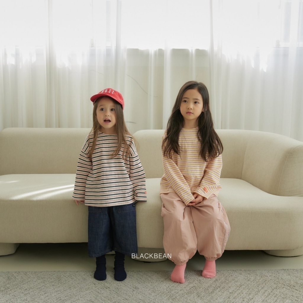 韓國🇰🇷BLACKBEAN 馬卡龍條紋長袖T恤(BEBES-M/S-XL)