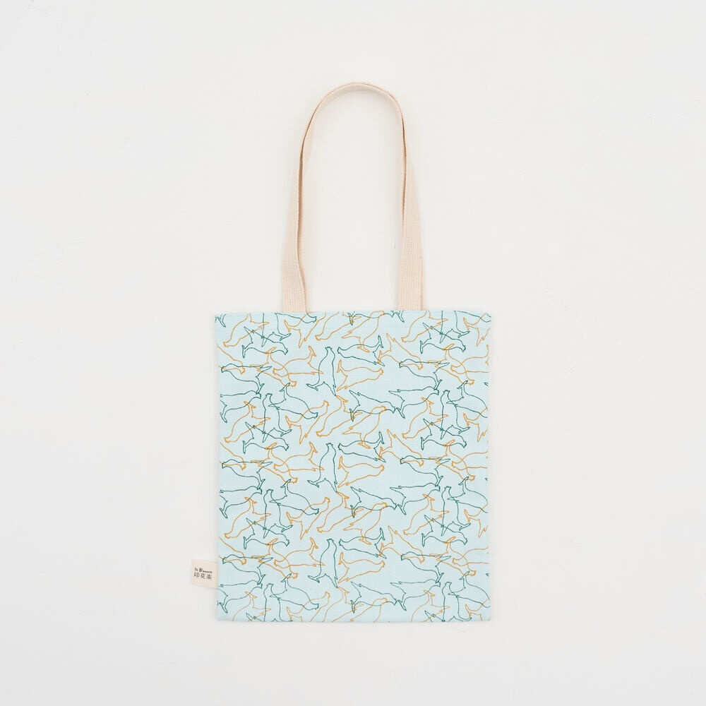 Book Tote Bag/Crested Myna/Day Blue