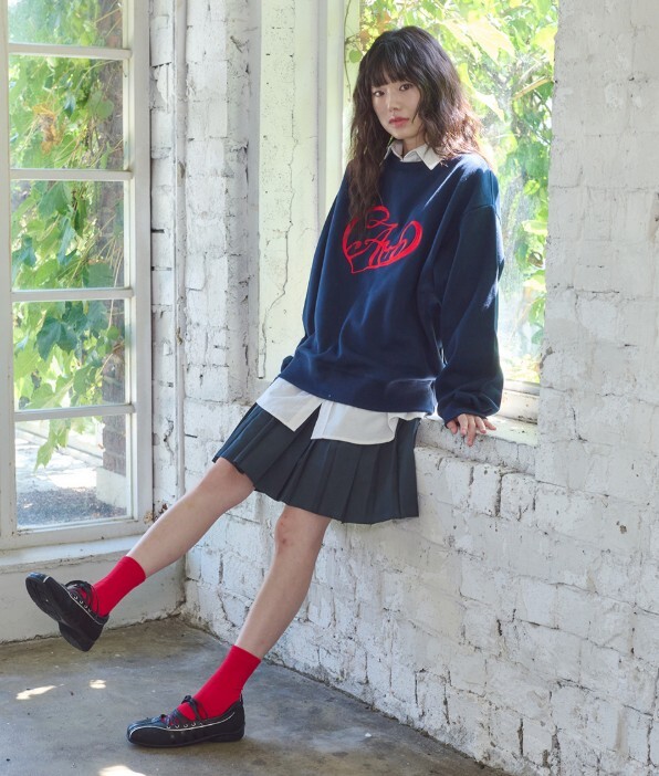 【限時預購】韓國 Ambler 星形 愛心 縫線貼布 Sweat Shirts 點點 豹紋 刺繡 內刷毛 大學Tee 多款可選