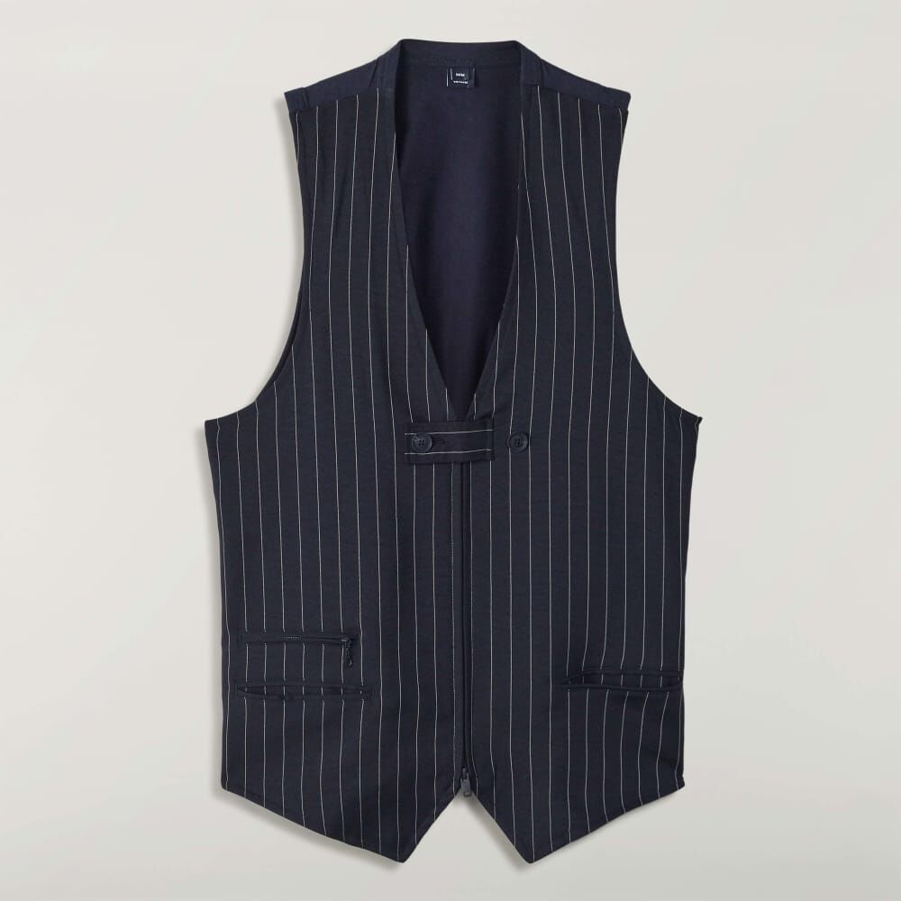 【 Y-3 SUPS TAILORED VEST 條紋剪裁背心 - 黑 】