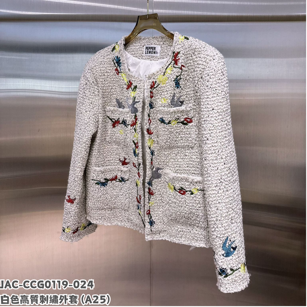 JAC-CCG0119-024 白色高質刺繡外套 (A25)