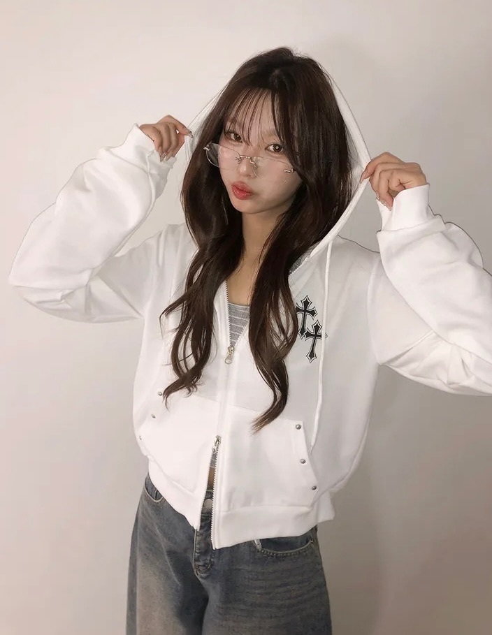 【25/1截單！首批優惠價預訂】韓國十字窩釘連帽雙拉鍊外套（4色）