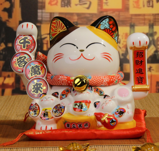 0119gz163-招財貓-8寸千客萬來搖手貓(A163)