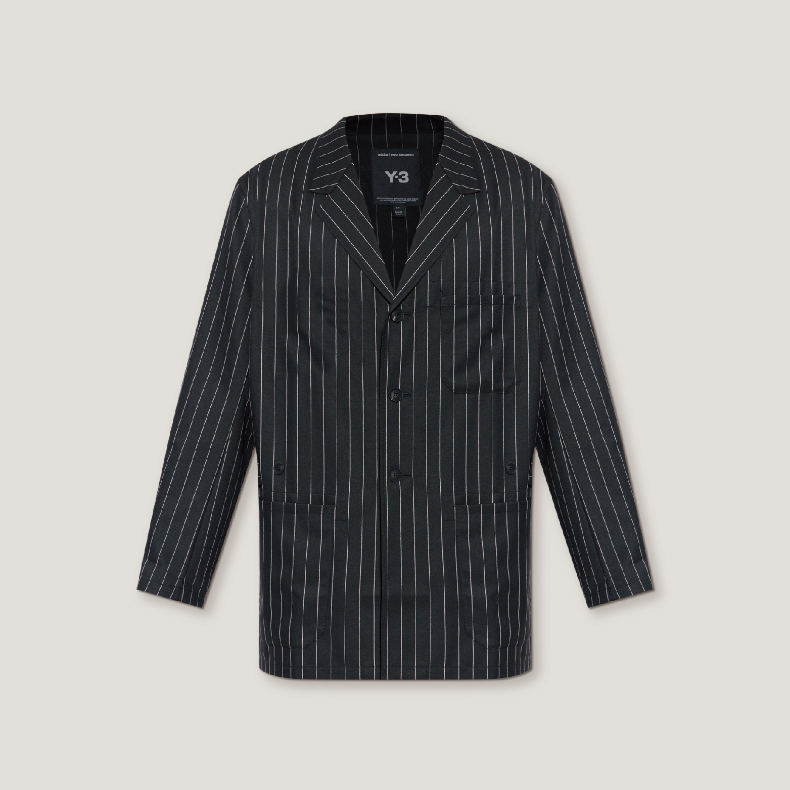 【 Y-3 M RW CHORE CT 條紋西裝外套 - 黑 】