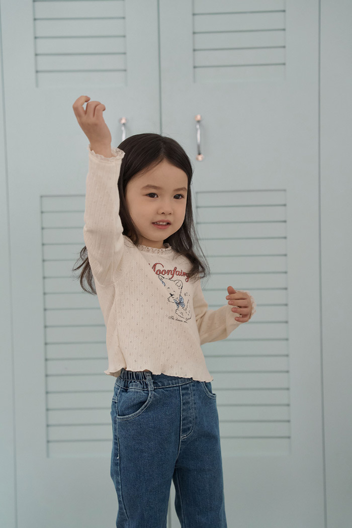 正韓春momoann 兩色貓咪捲邊上衣