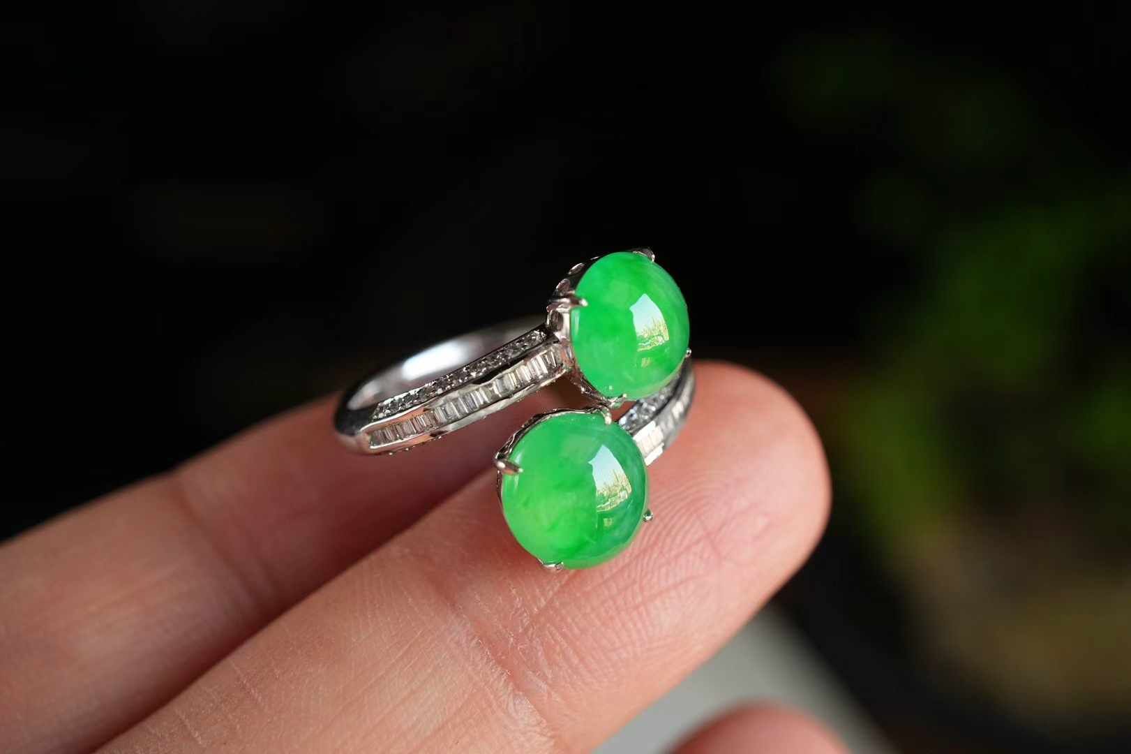 18839 翡翠雙蛋戒指