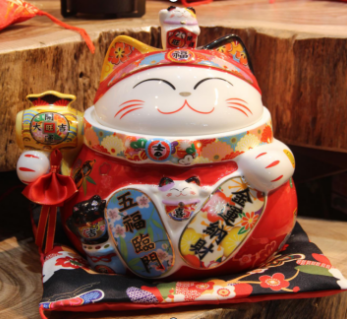 0119gz208-招財貓-五福臨門（糖罐）(A208)