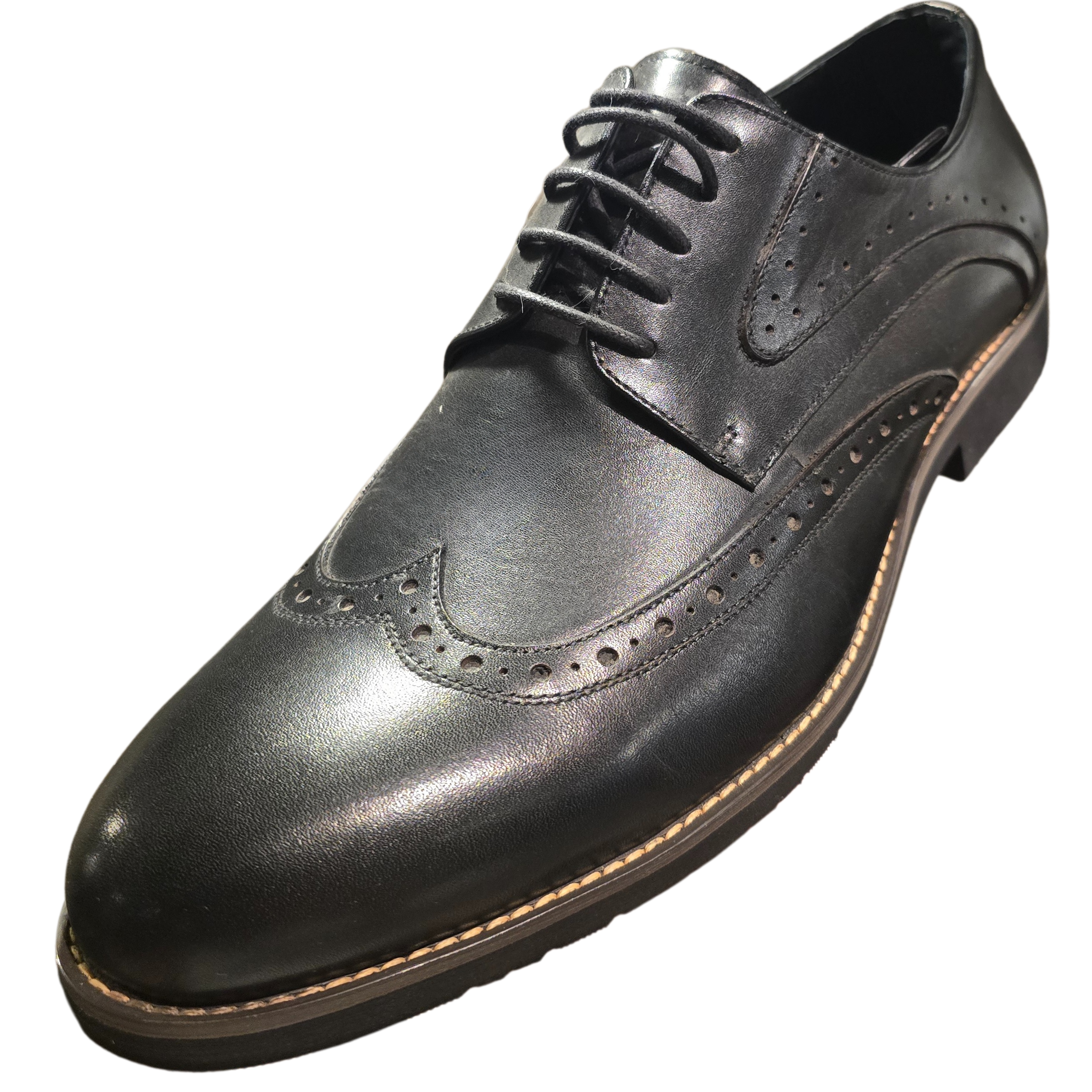 Revic 男裝皮鞋 | TCF-46-1BK |  黑色翼紋牛津皮鞋