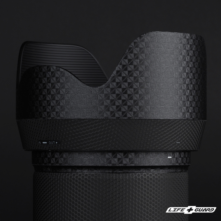 LIFE+GUARD 遮光罩貼膜特寫，適用 SIGMA 40mm F1.4 DG HSM ART，鎧甲纖維黑風格設計