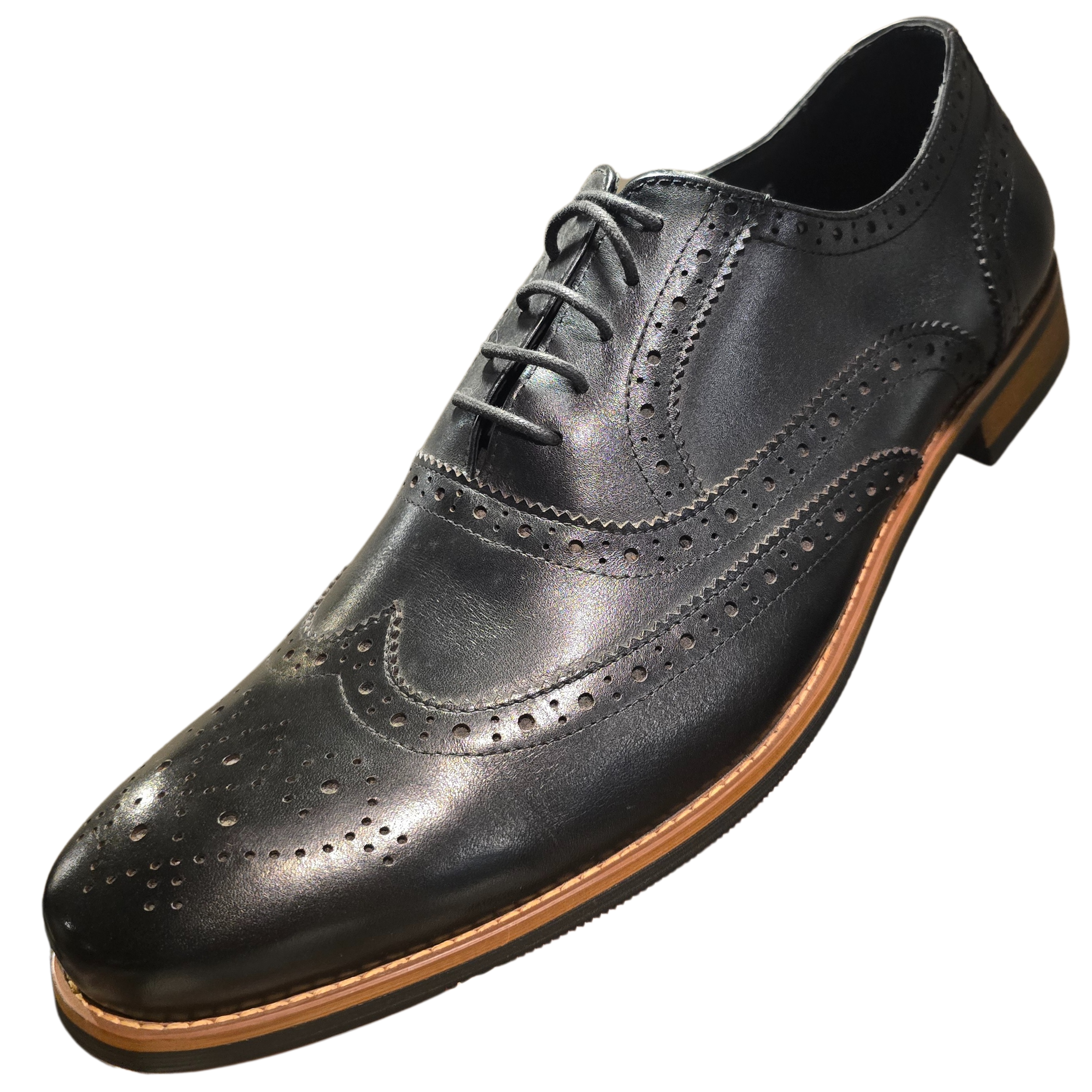 Revic 男裝皮鞋 | TCF-62-2BK｜黑色翼紋雕花牛津皮鞋