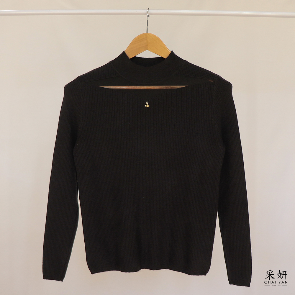 天鵝網紗針織長袖上衣