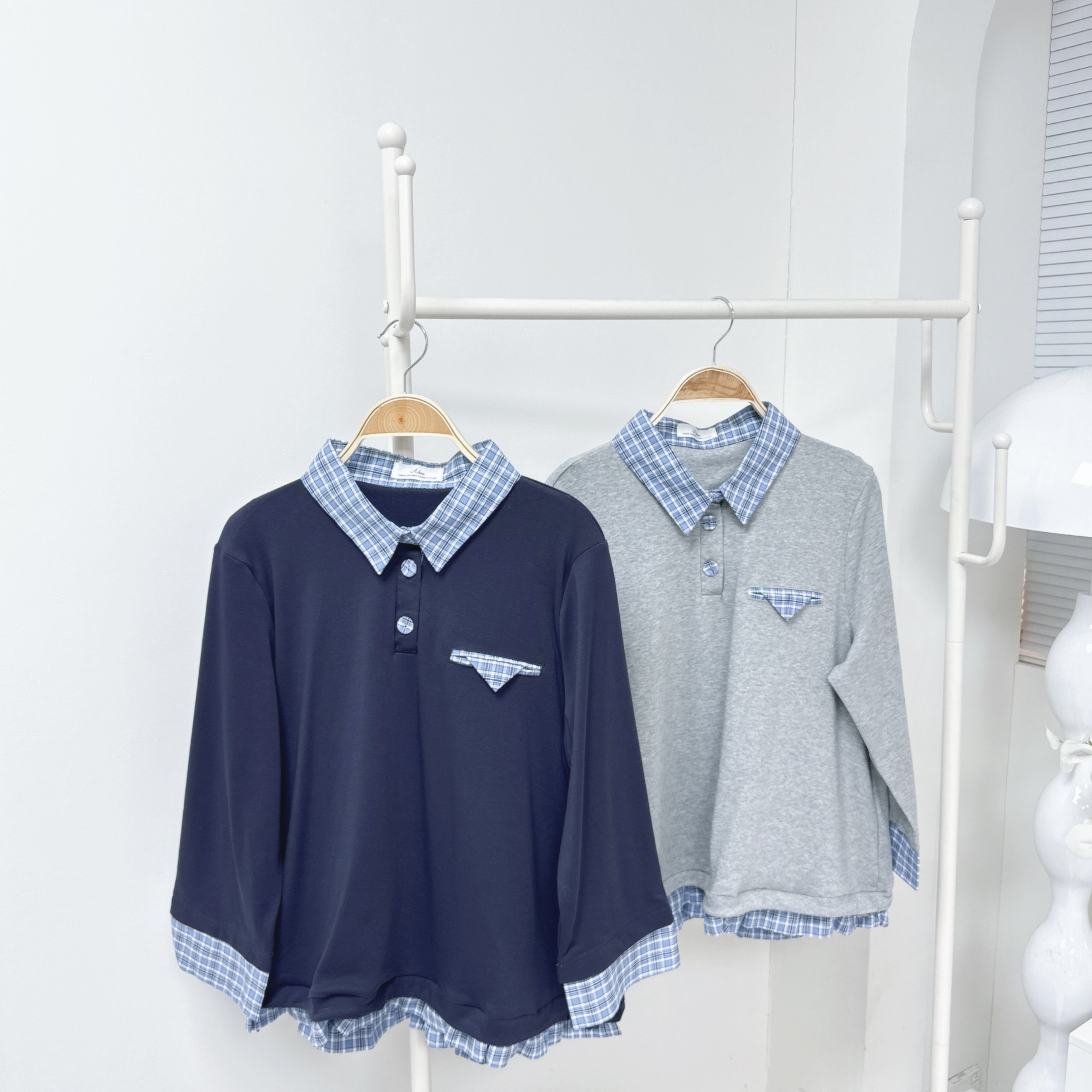 【廠家制】格仔邊索繩針織TOP