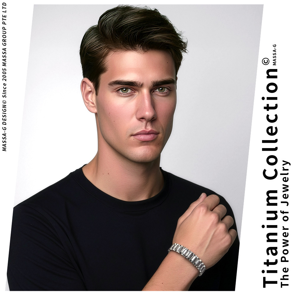 MASSA-G 純鈦系列【Aegis 鍊甲】純鈦手環（金屬鍺4顆）