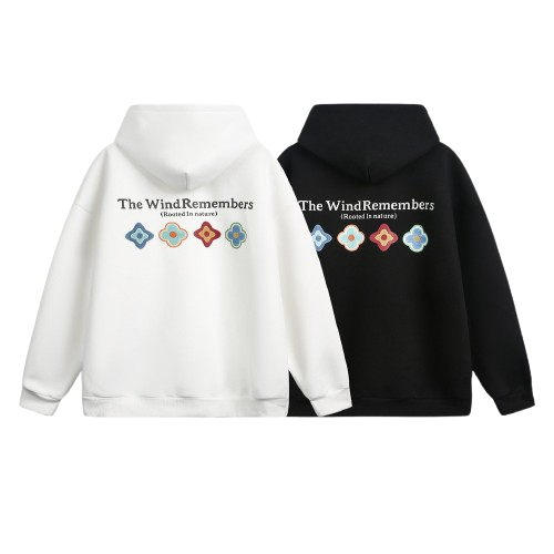 撞色刺繡花瓣帽T MW3998