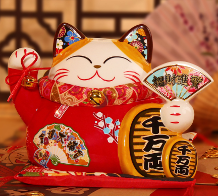 0119gz235-招財貓-6.5寸招財進寶小紅貓(A235)