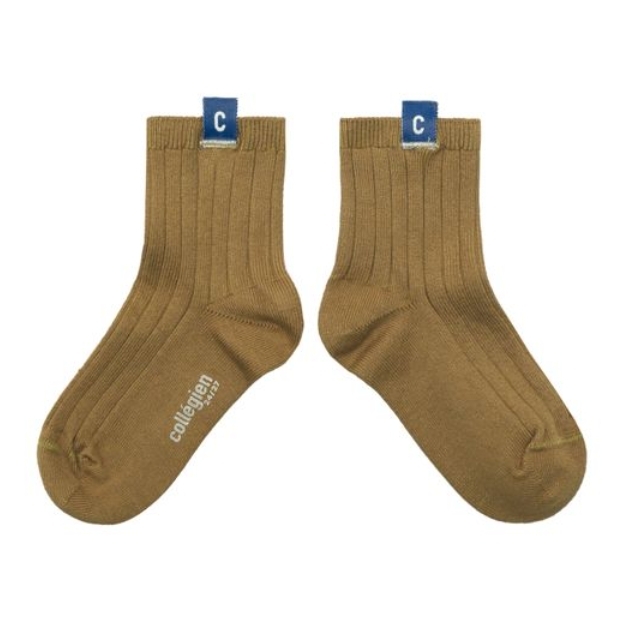 (預購) COLLEGIEN C標羅紋短襪 Cyril - 352 Biscuit 褐