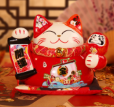 0119gz236-招財貓-6.5寸開運聚寶小紅貓(A236)